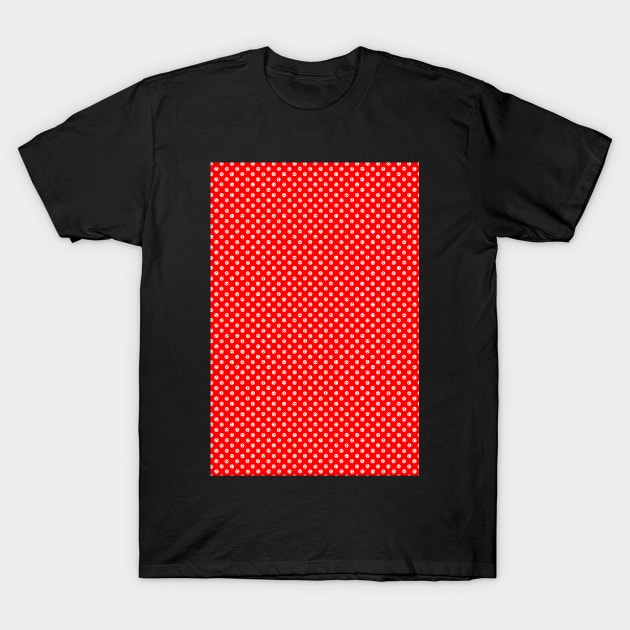 white polka dot skulls on red T-Shirt by B0red